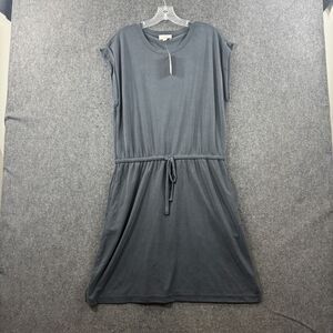 Loft Sandwashed Dress Women's Large Charcoal Gray Soft Fabric Relaxed Pockets